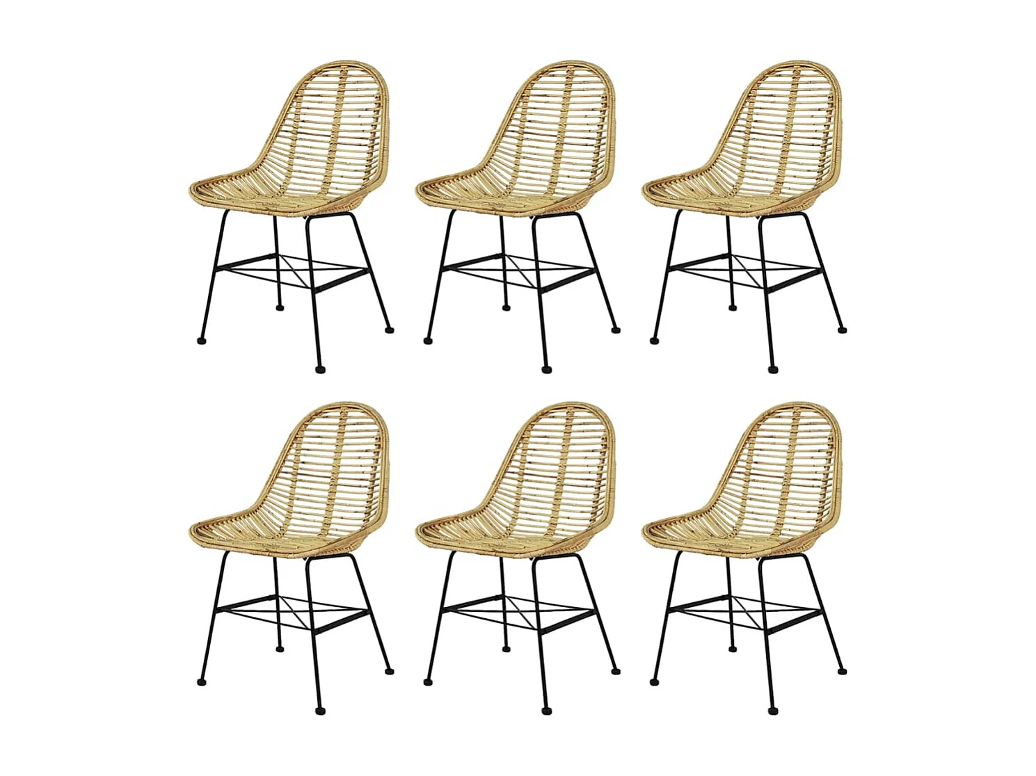 Chaises à manger lot de 6 rotin naturel