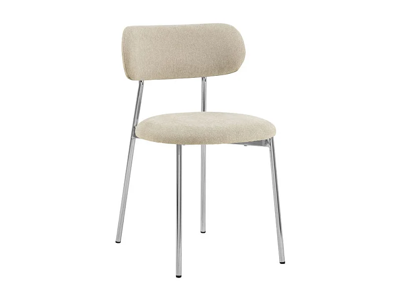 Elli - Lot de 2 chaises en tissu pieds chrome - Beige