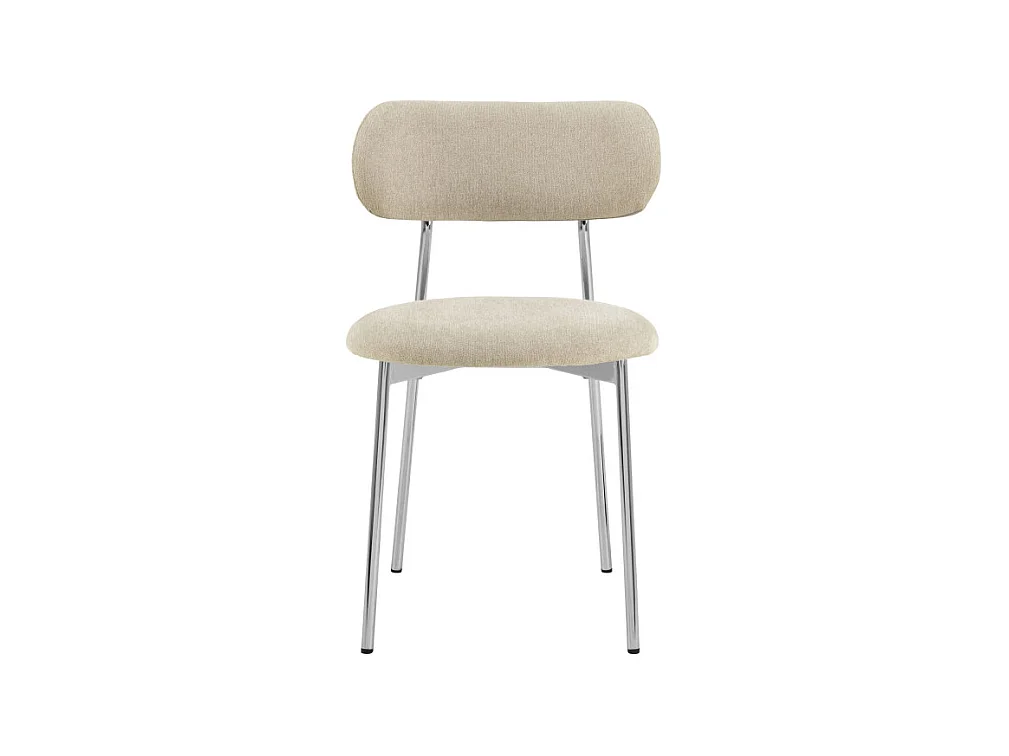 Elli - Lot de 2 chaises en tissu pieds chrome - Beige