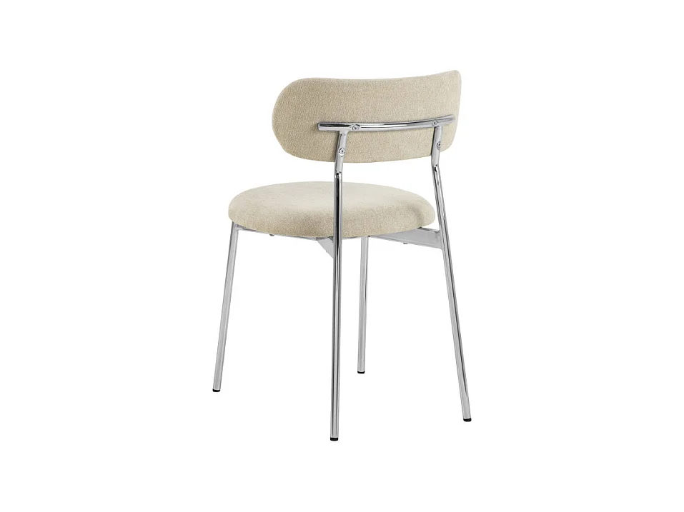 Elli - Lot de 2 chaises en tissu pieds chrome - Beige
