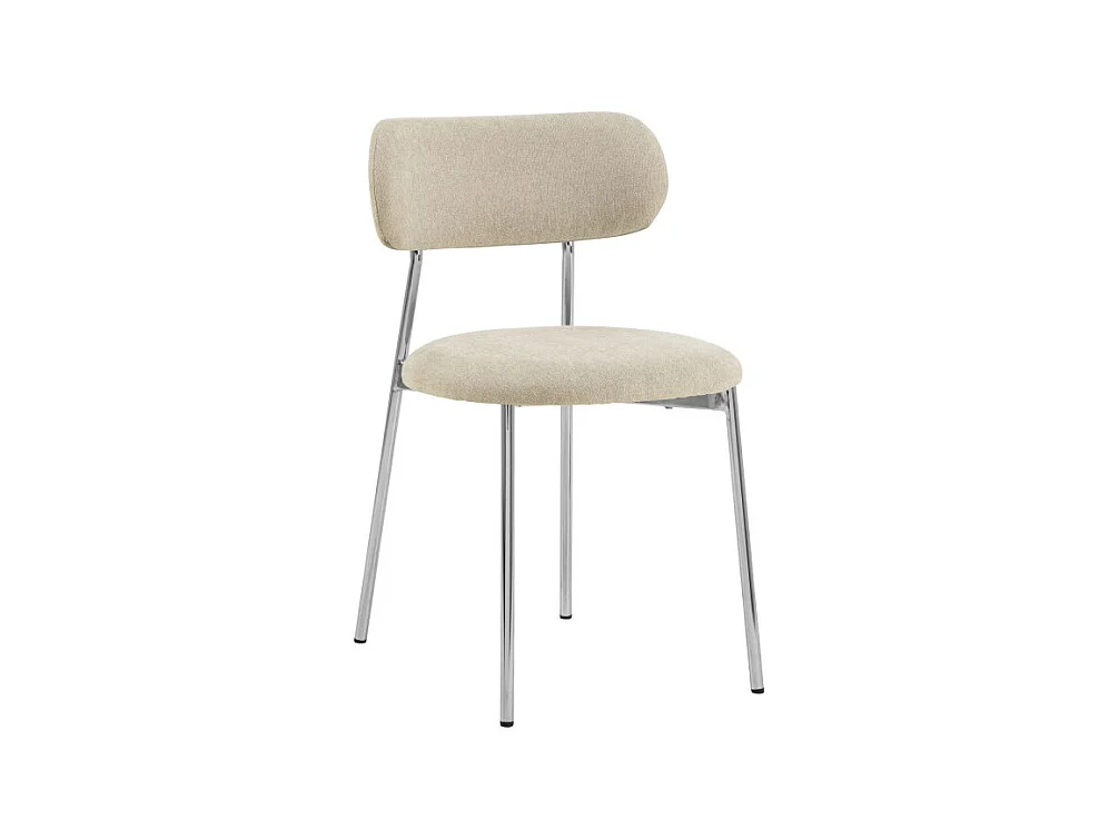 Elli - Lot de 2 chaises en tissu pieds chrome - Beige