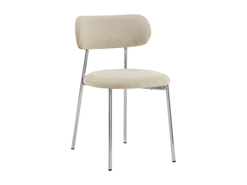 Elli - Lot de 2 chaises en tissu pieds chrome - Beige