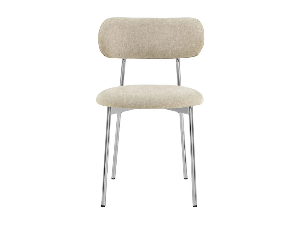 Elli - Lot de 2 chaises en tissu pieds chrome - Beige