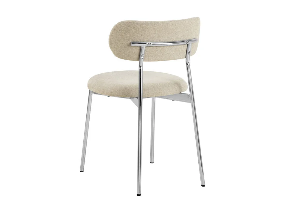 Elli - Lot de 2 chaises en tissu pieds chrome - Beige