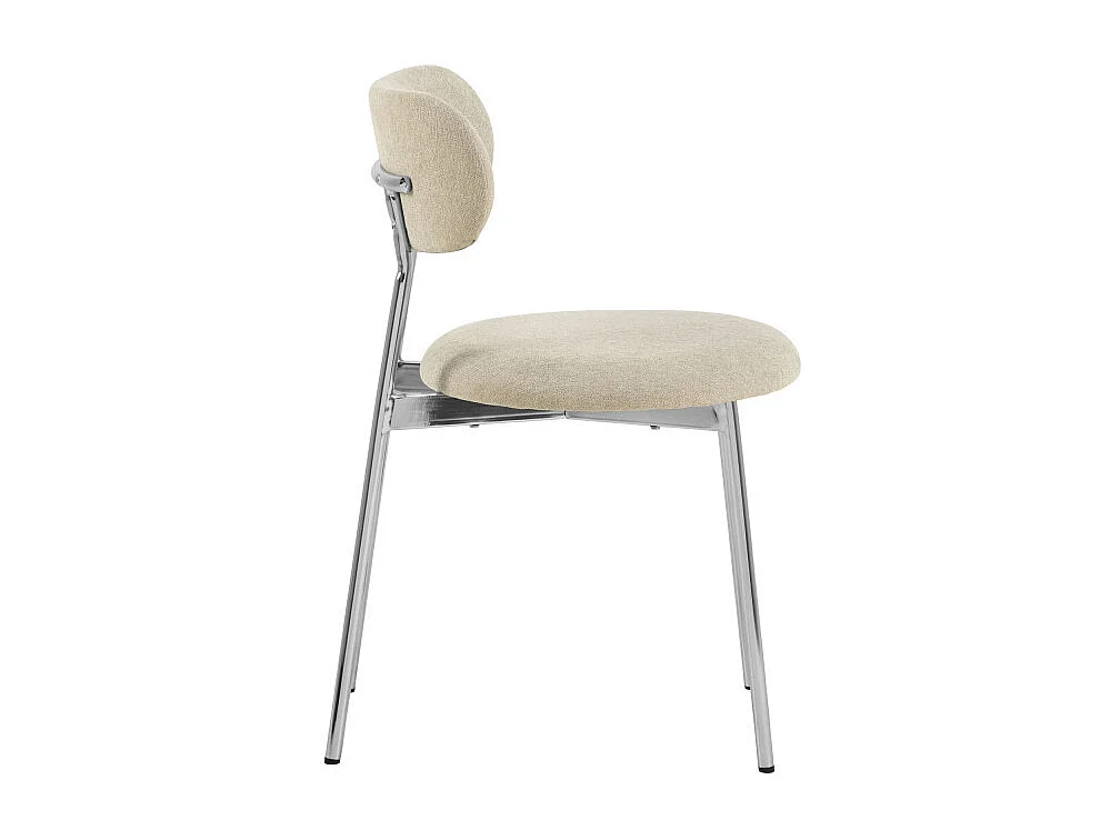 Elli - Lot de 2 chaises en tissu pieds chrome - Beige