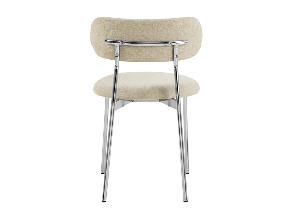Elli - Lot de 2 chaises en tissu pieds chrome - Beige