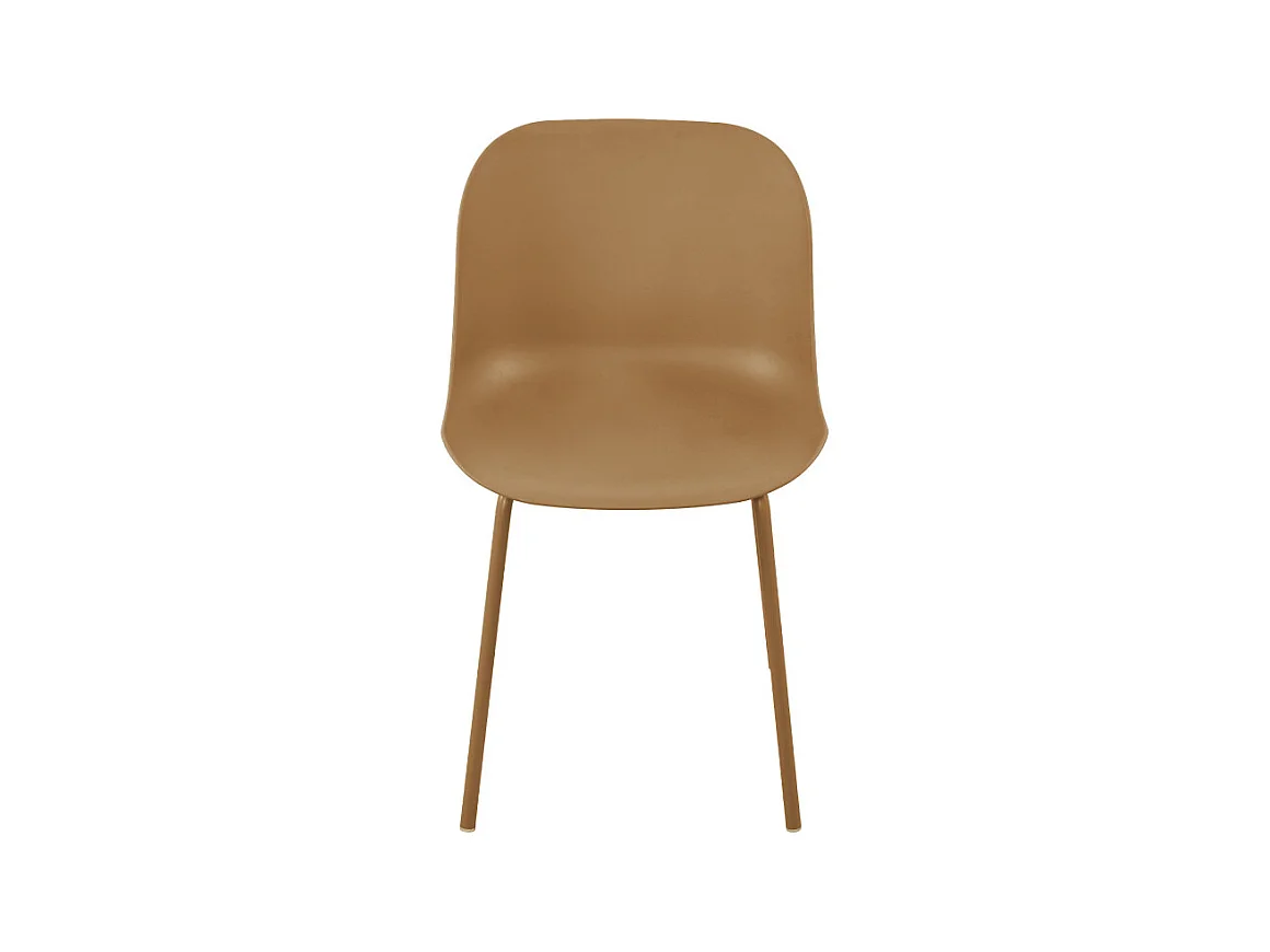 Diego - Lot de 4 chaises intérieur et extérieur en plastique et métal - Caramel