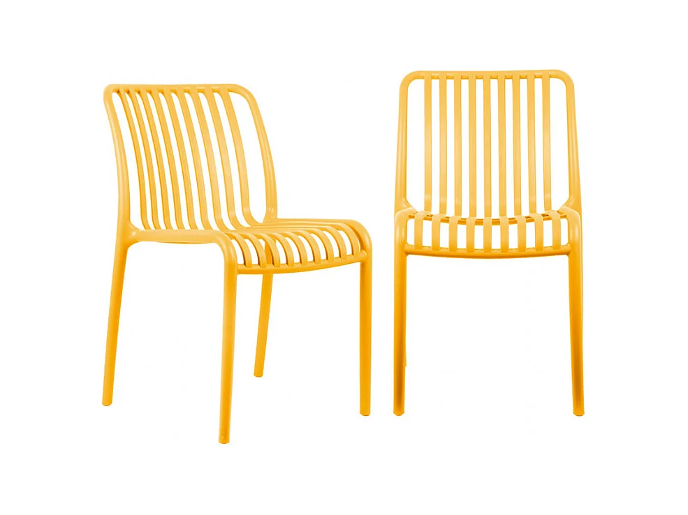 Glee - Lot de 2 chaises intérieur et extérieur en plastique - Jaune