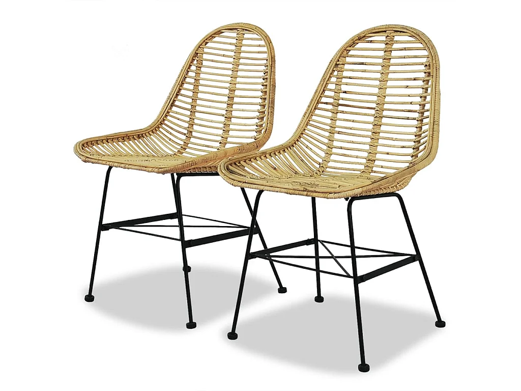 Chaises à manger lot de 2 rotin naturel