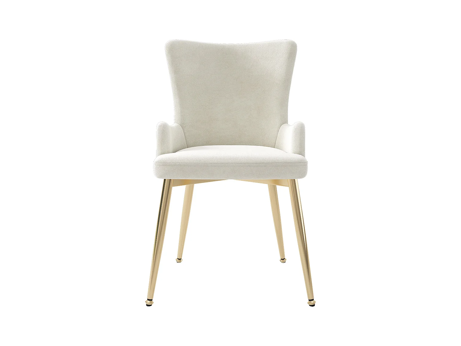 Lot de 2 chaises de cuisine avec accoudoirs, tissu en velours, pieds en métal doré, beige