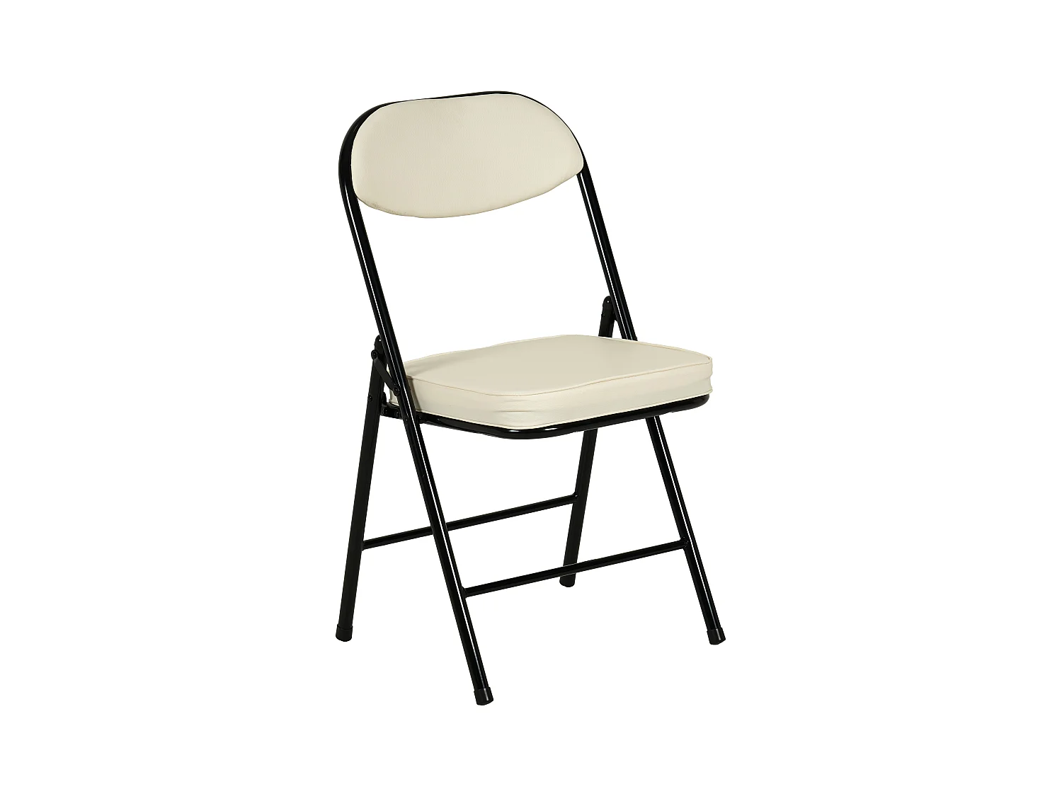 Hooma - Lot de 4 chaises pliantes confortables rembourrées avec coussin en PVC - Beige