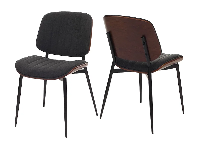 Cadeira de jantar MCW-O44 (conjunto de 2),  aspeto de nogueira, cinzento escuro