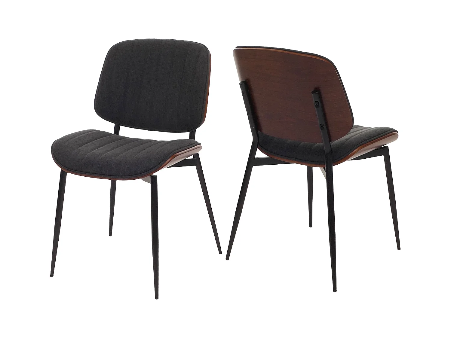 Eetkamerstoel MCW-O44 (set van 2),  walnoot look, donkergrijs