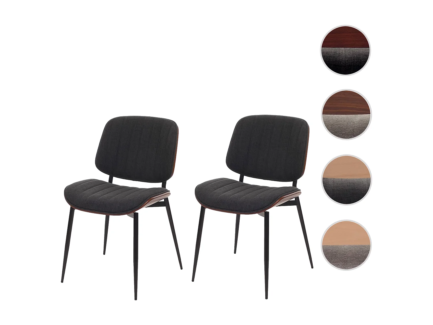 Chaise de salle à manger MCW-O44 (lot de 2),  aspect noyer, gris foncé