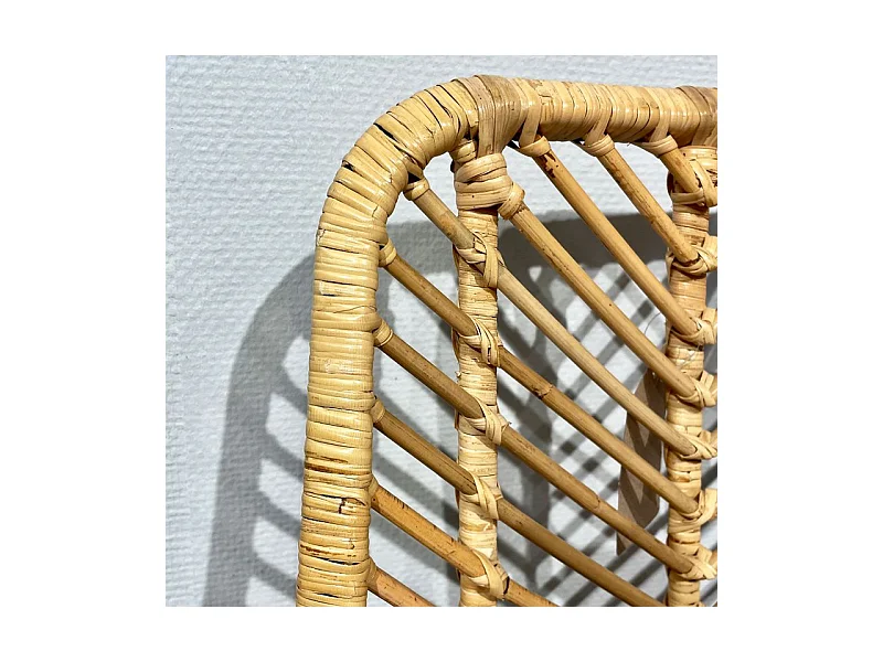 Lot 2 chaises en rotin naturel tressé et pieds métal noir – KANDY 2