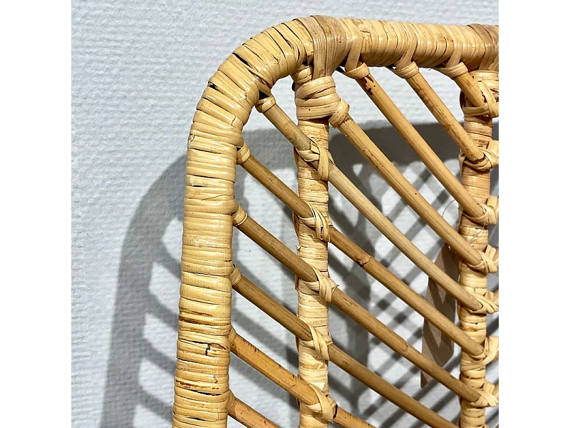 Lot 2 chaises en rotin naturel tressé et pieds métal noir – KANDY 2