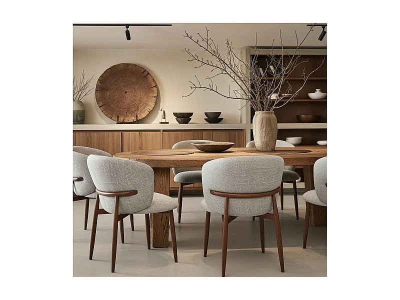 Mila - Chaise en tissu taupe et pieds métal