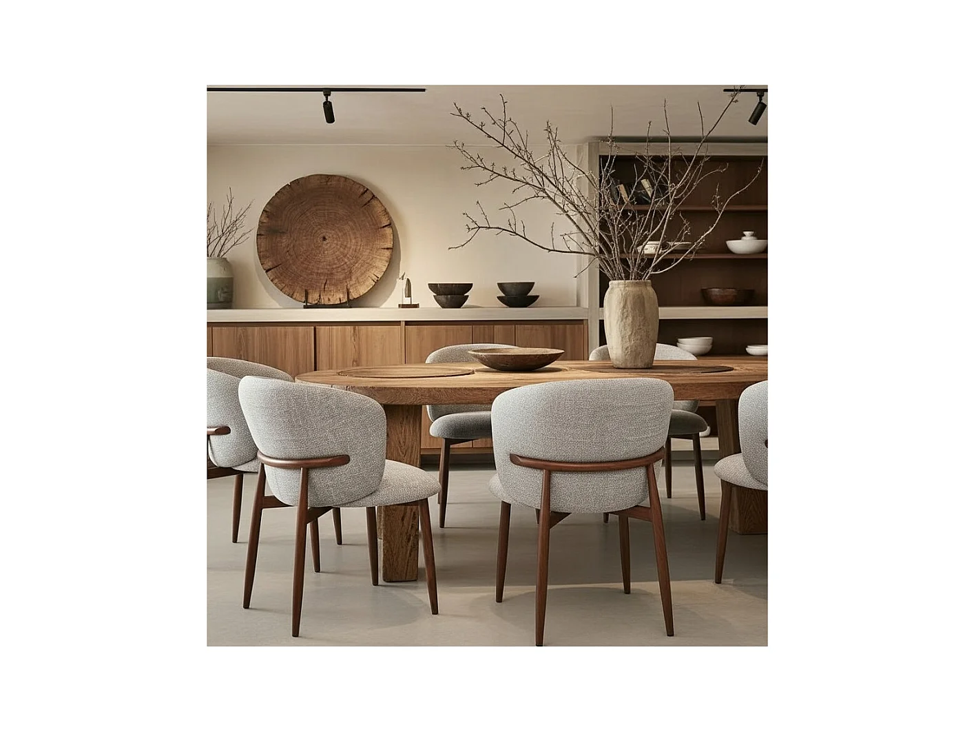 Mila - Chaise en tissu taupe et pieds métal