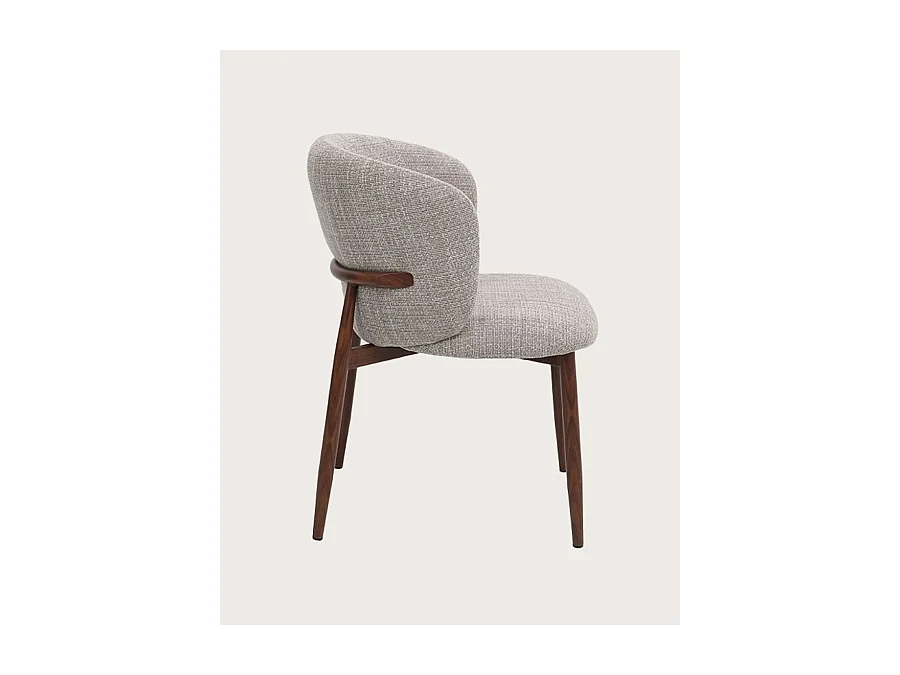 Mila - Chaise en tissu taupe et pieds métal