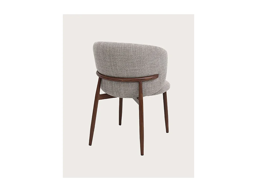 Mila - Chaise en tissu taupe et pieds métal