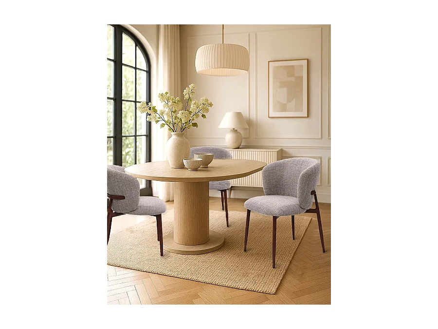 Mila - Chaise en tissu taupe et pieds métal