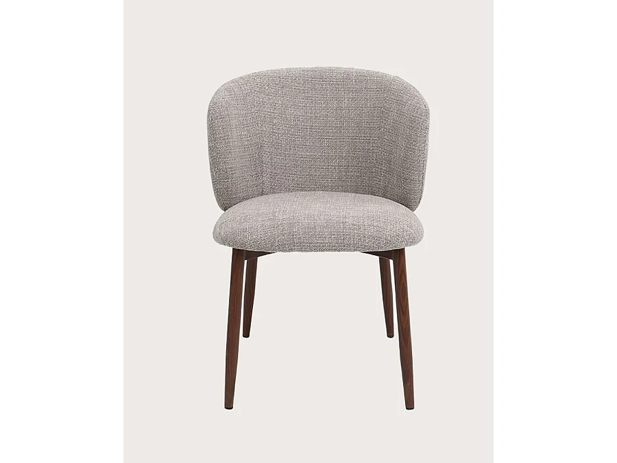 Mila - Chaise en tissu taupe et pieds métal