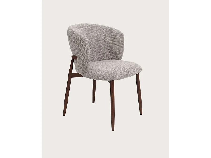 Mila - Chaise en tissu taupe et pieds métal