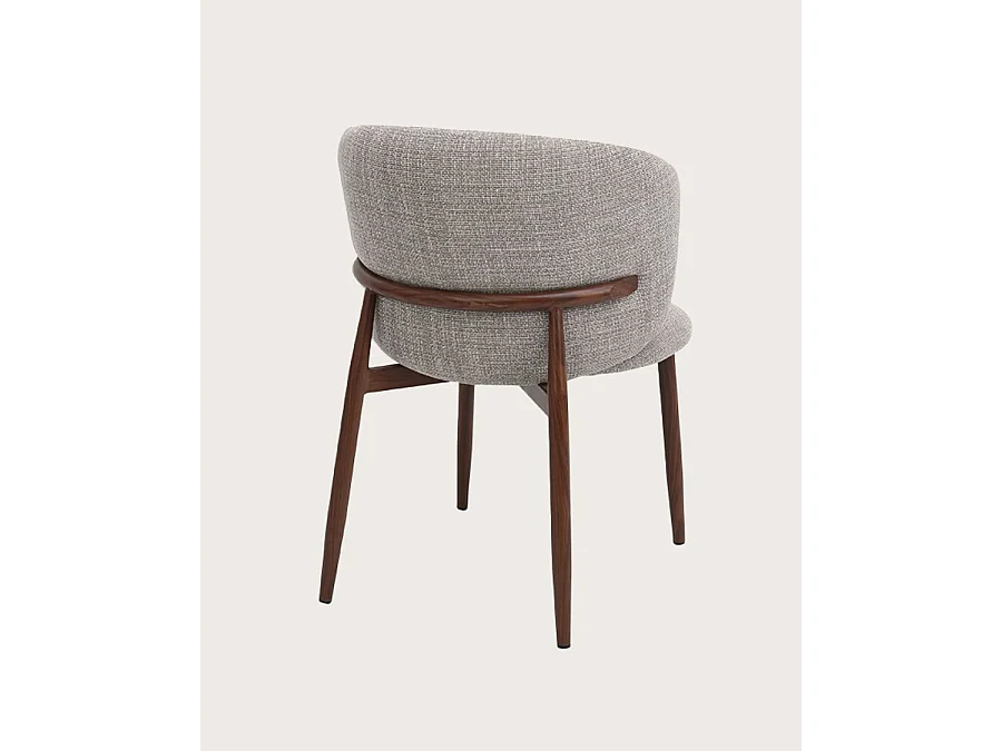 Mila - Chaise en tissu taupe et pieds métal