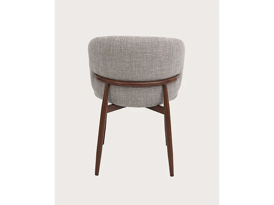 Mila - Lot de 2 Chaises en tissu taupe et pieds métal