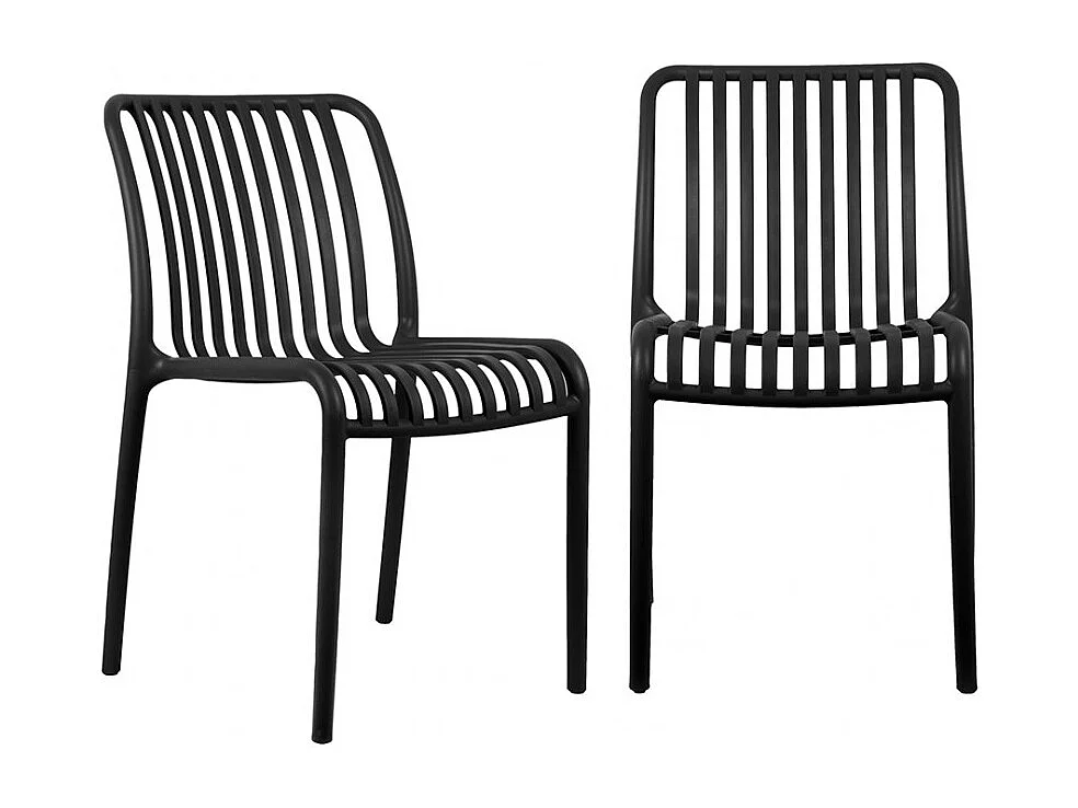 Glee - Lot de 2 chaises intérieur et extérieur en plastique - Noir