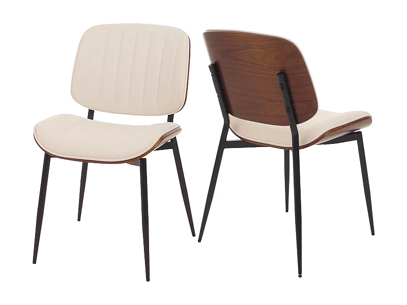 Eetkamerstoel MCW-O44 (set van 2),  walnoot look, wit