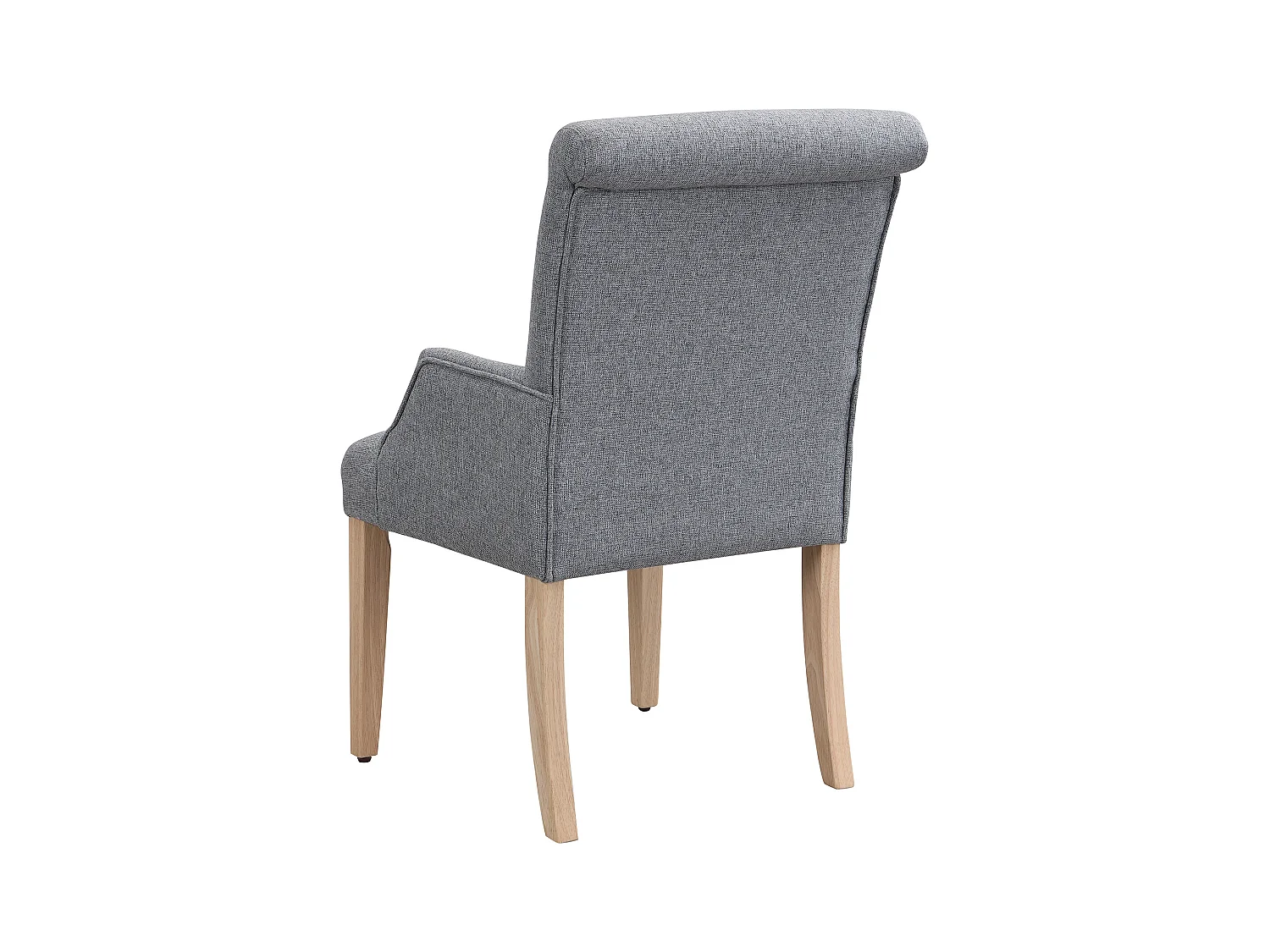 Lot de 2 chaises de cuisine avec accoudoirs, tissu en lin, pieds en bois naturel clair, gris