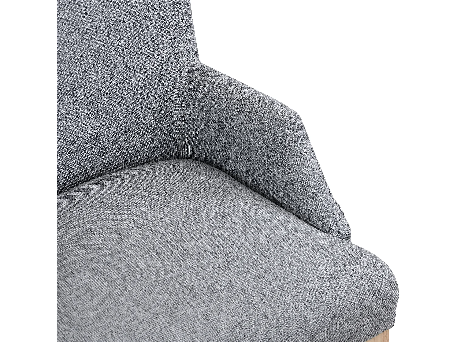 Lot de 2 chaises de cuisine avec accoudoirs, tissu en lin, pieds en bois naturel clair, gris