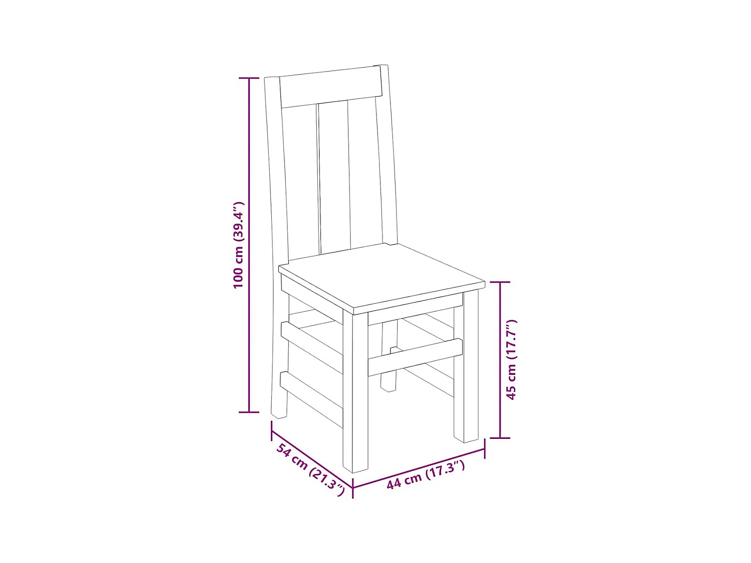 Chaises à manger lot de 4 bois massif
