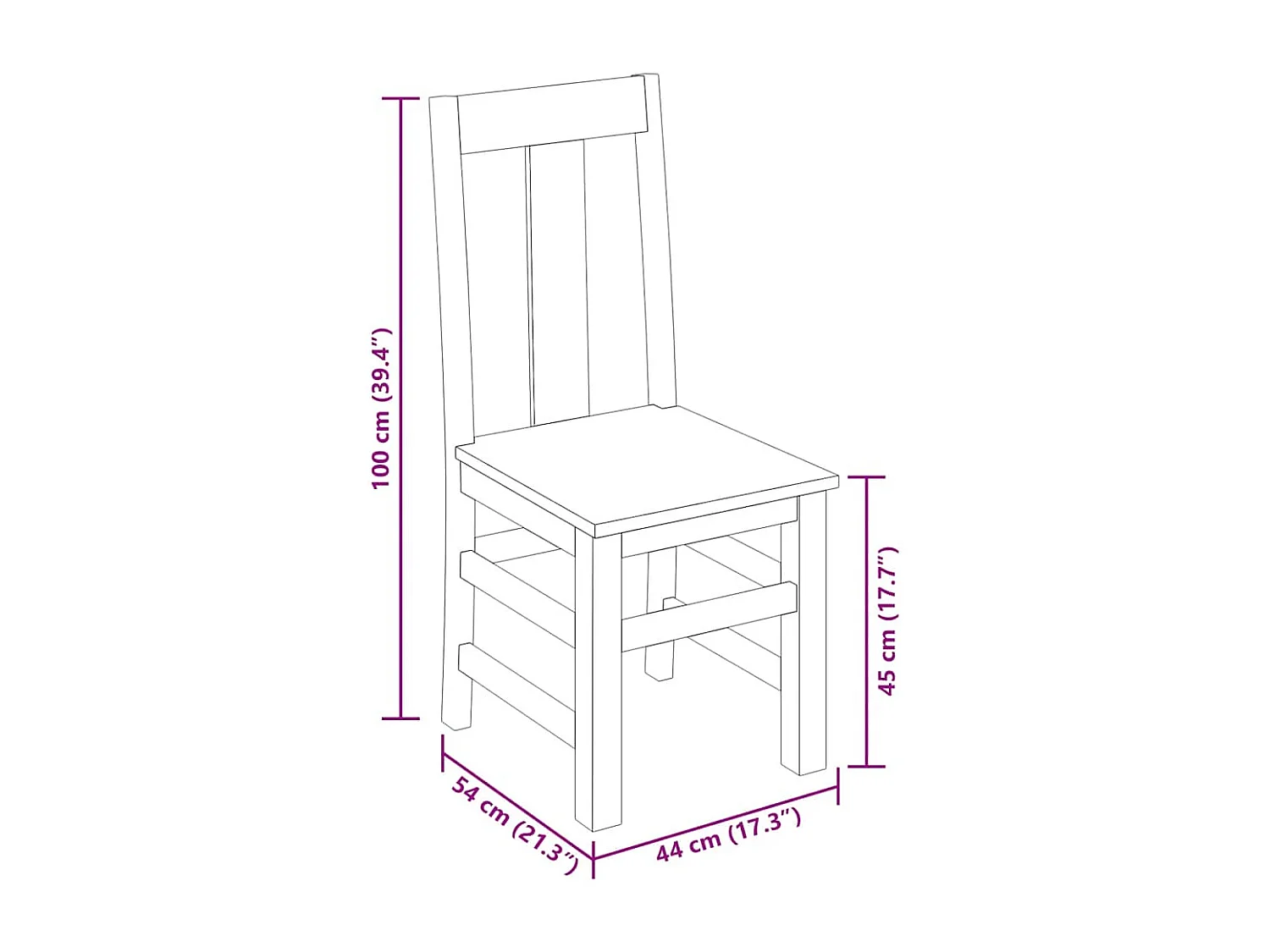 Chaises à manger lot de 4 bois massif