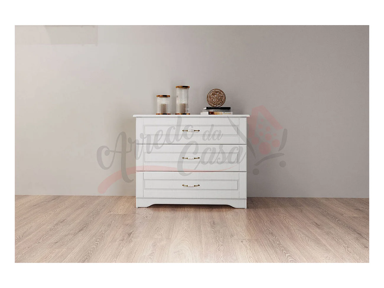 Madia classica da sala con tre cassetti rifinitura elegante 95x77 bianco MI11