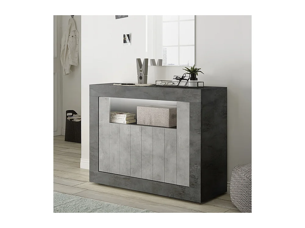 Madia piccola da zona giorno con due ante battenti design moderno 110x86 ML47 ossido e cemento