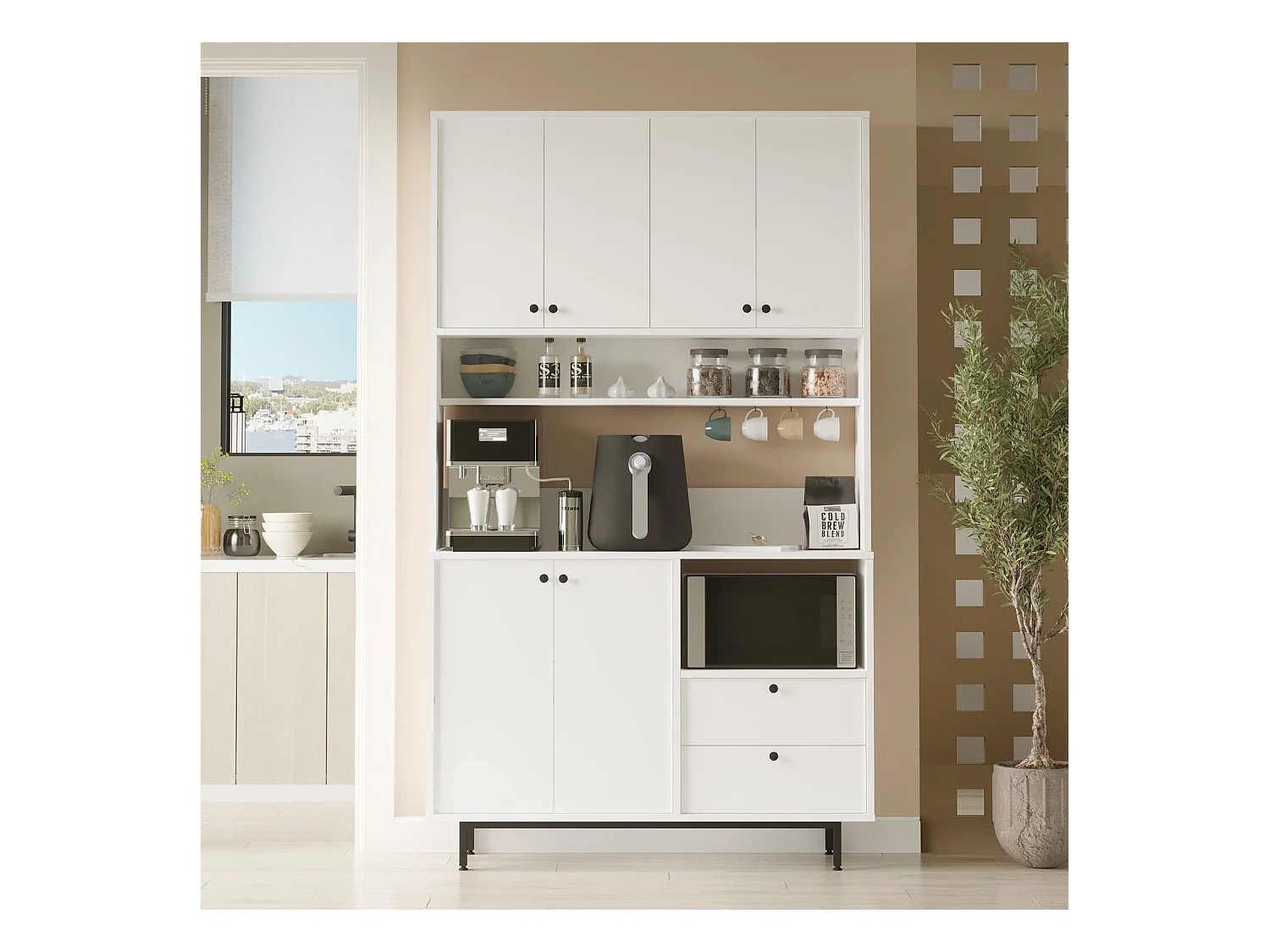 Armario De Cocina Royce 6 Puertas 2 Cajones Blanco