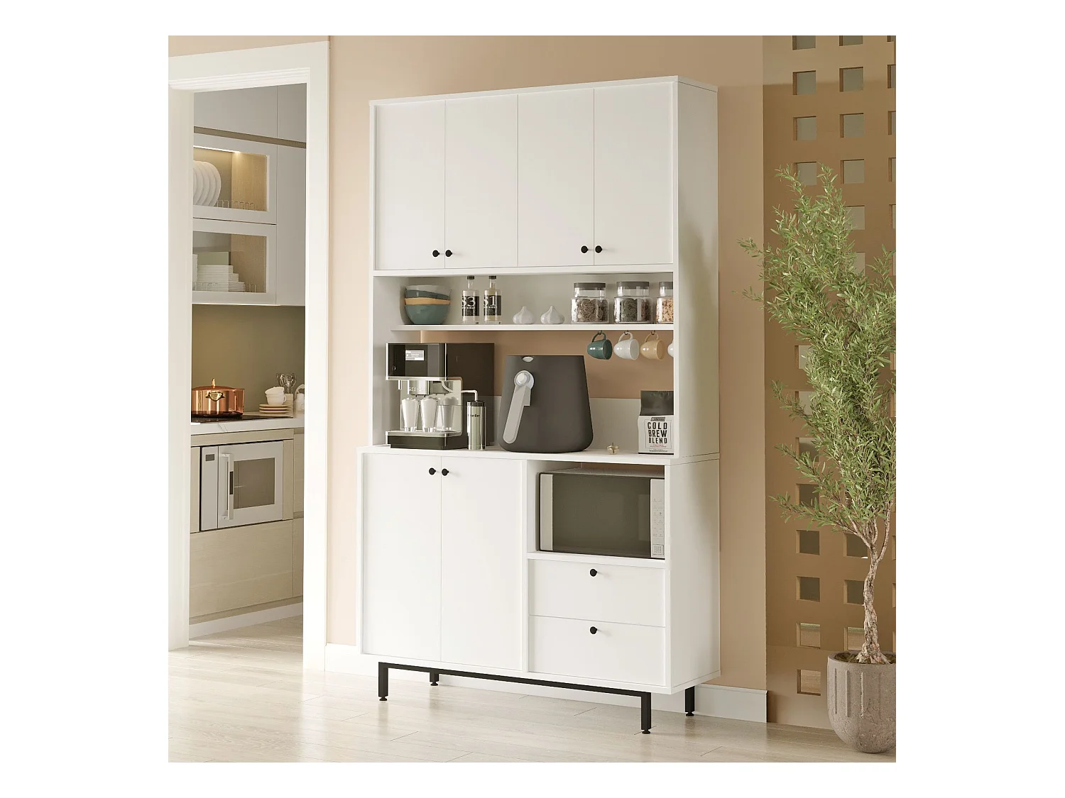 Armario De Cocina Royce 6 Puertas 2 Cajones Blanco