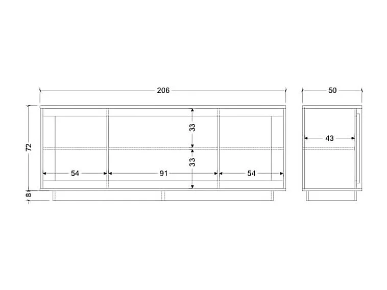 Madia moderna a 4 ante 207x80 cm grafite e rovere scuro ML56