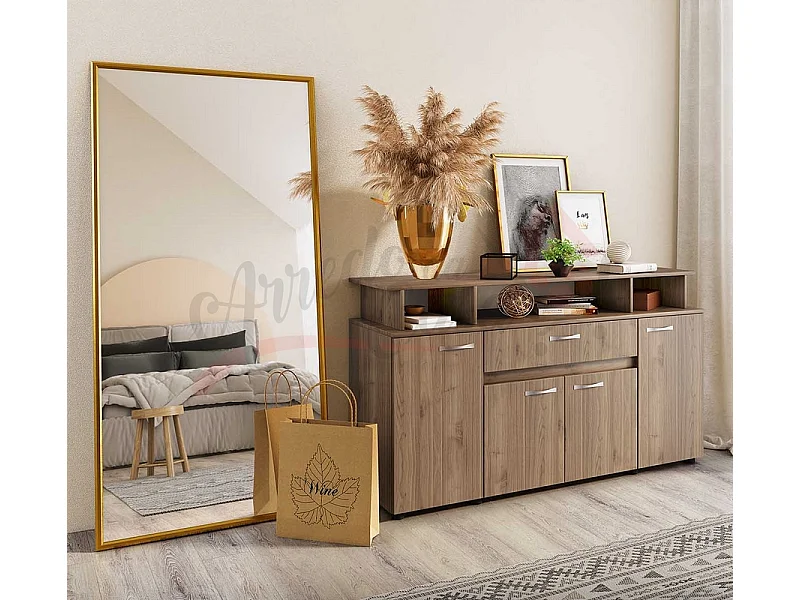 Madia in legno rustico design moderno con cassetti 120x85 legno rustico MI4