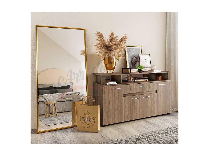 Madia in legno rustico design moderno con cassetti 120x85 legno rustico MI4