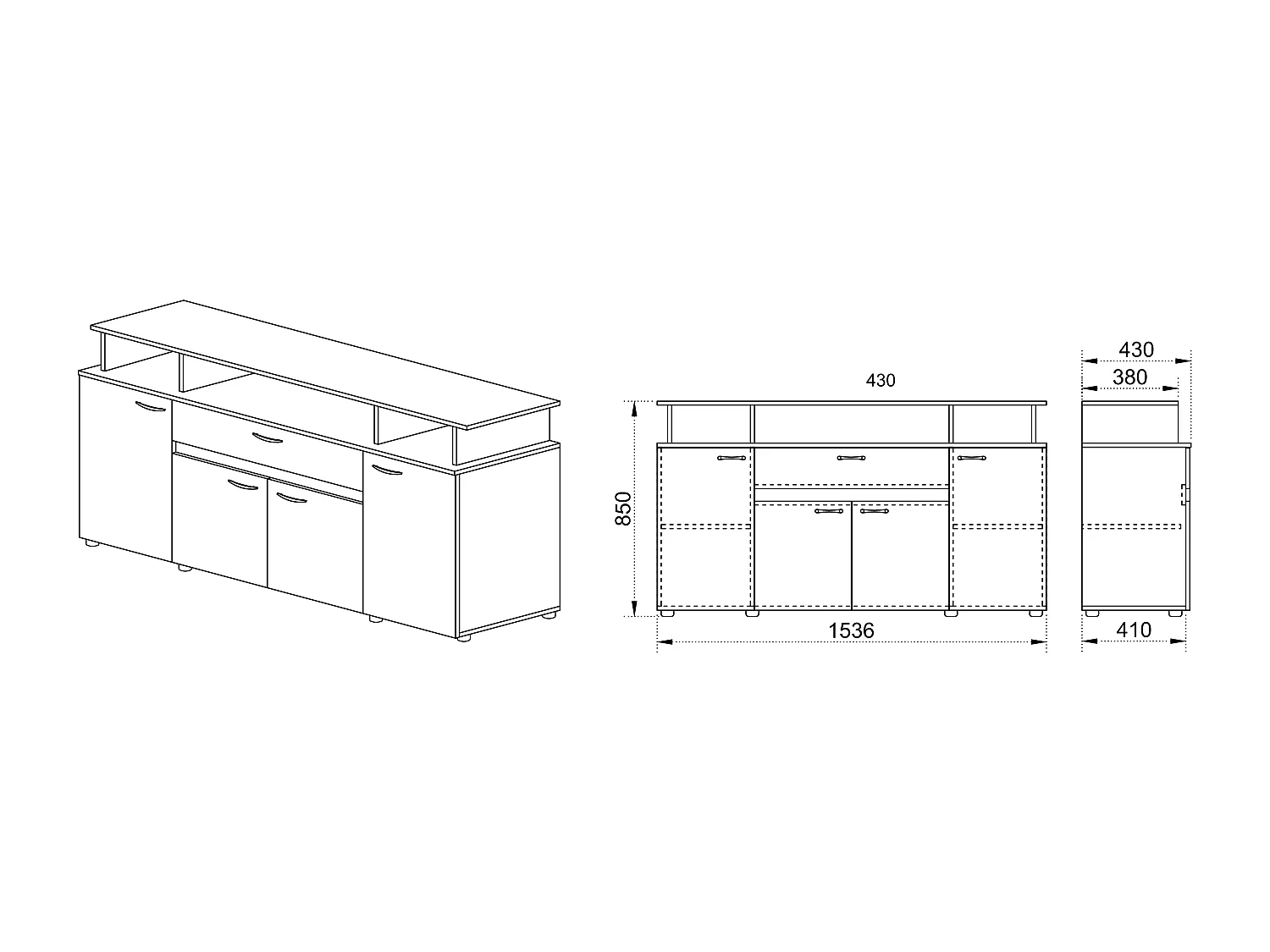 Madia in legno rustico design moderno con cassetti 120x85 legno rustico MI4