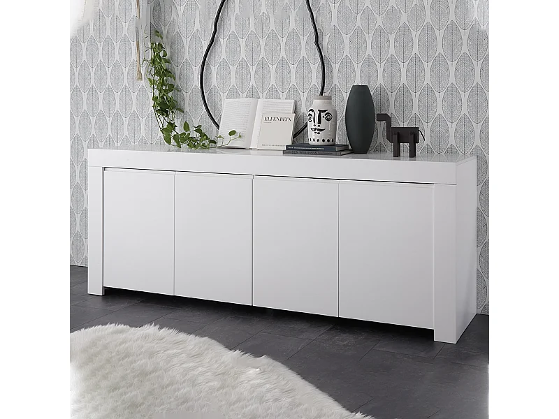 Madia design moderno con quattro ante maniglia a gola per living 210x81 ML14 bianco opaco