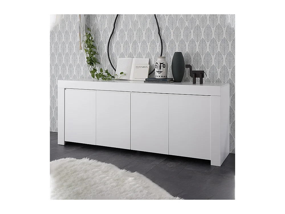 Madia design moderno con quattro ante maniglia a gola per living 210x81 ML14 bianco opaco