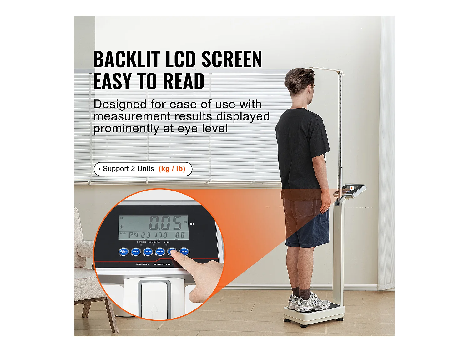 Pèse-personne, SucceBuy Balance Médicale Numérique, Poids et Taille Professionnels pour Médecins, 300 kg