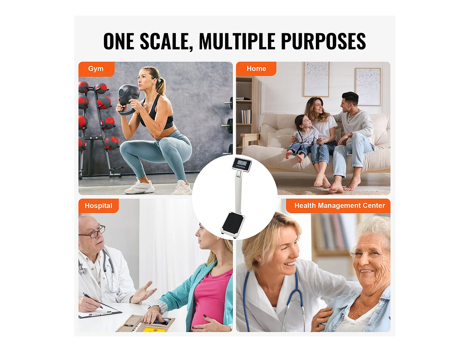 Pèse-personne, SucceBuy Balance Médicale Numérique, Poids et Taille Professionnels pour Médecins, 300 kg