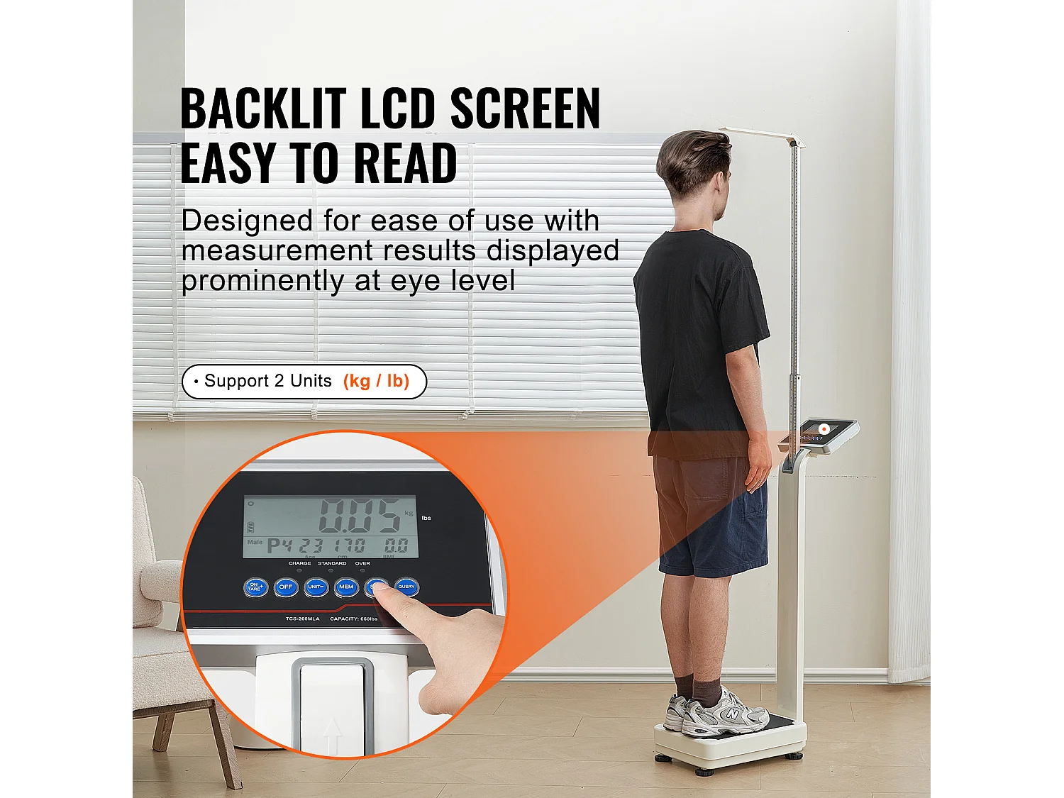 Pèse-personne, SucceBuy Balance Médicale Numérique, Poids et Taille Professionnels pour Médecins, 300 kg