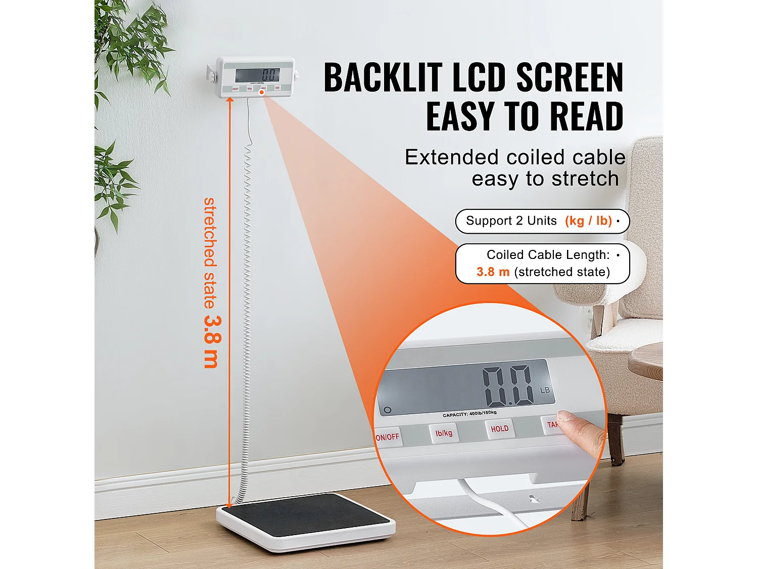 Pèse-personne, SucceBuy Balance Médicale Portable, Balance de Poids Numérique, Tapis Antidérapant 181 kg