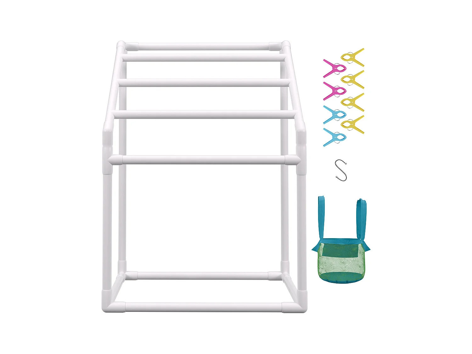 Porte-serviettes, SucceBuy Porte-serviettes d'Extérieur 5 Barres Trapézoïdal Blanc Autoportant pour Piscine